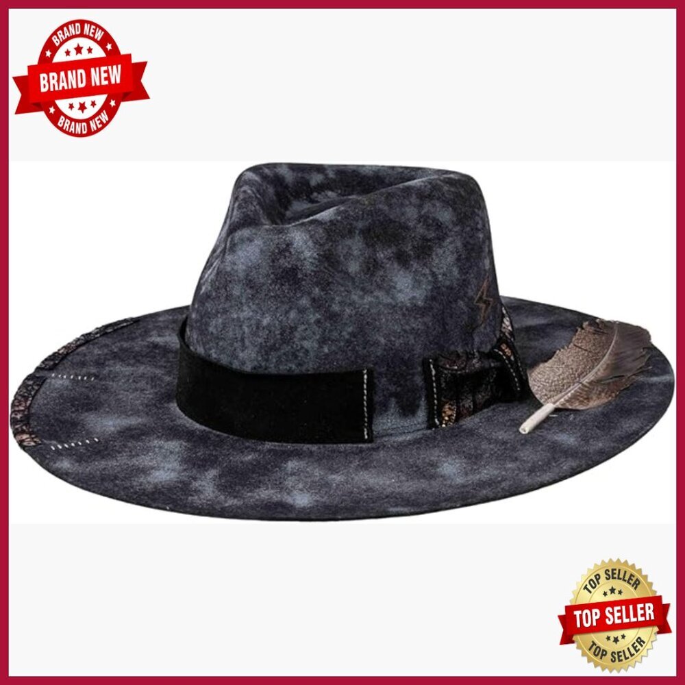 Vintage Wide Brim Wool Fedora Hat Handmade Distressed Rancher Style